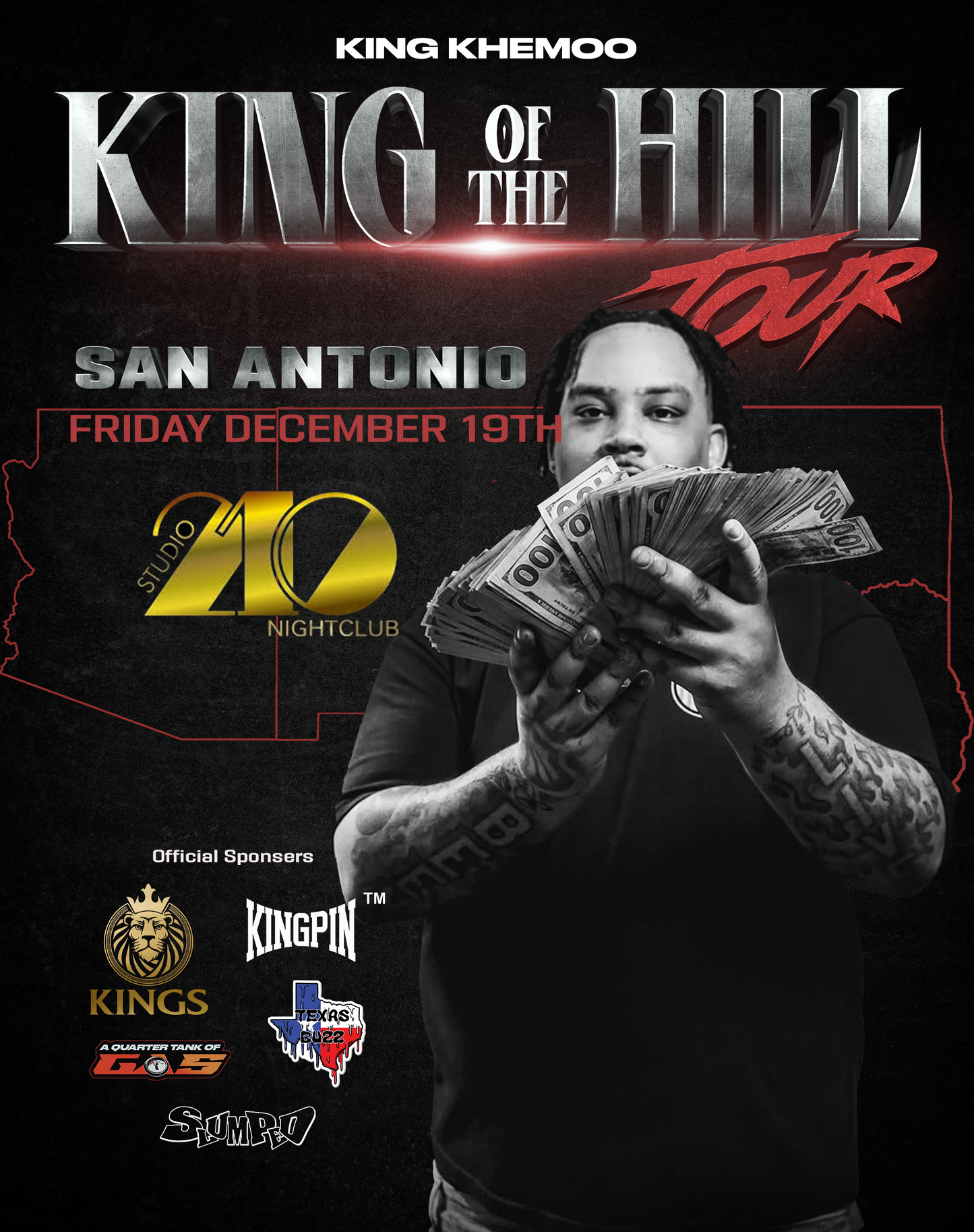 King Khemoo King of The Hill Autographed Tour Poster (SAN ANTONIO)