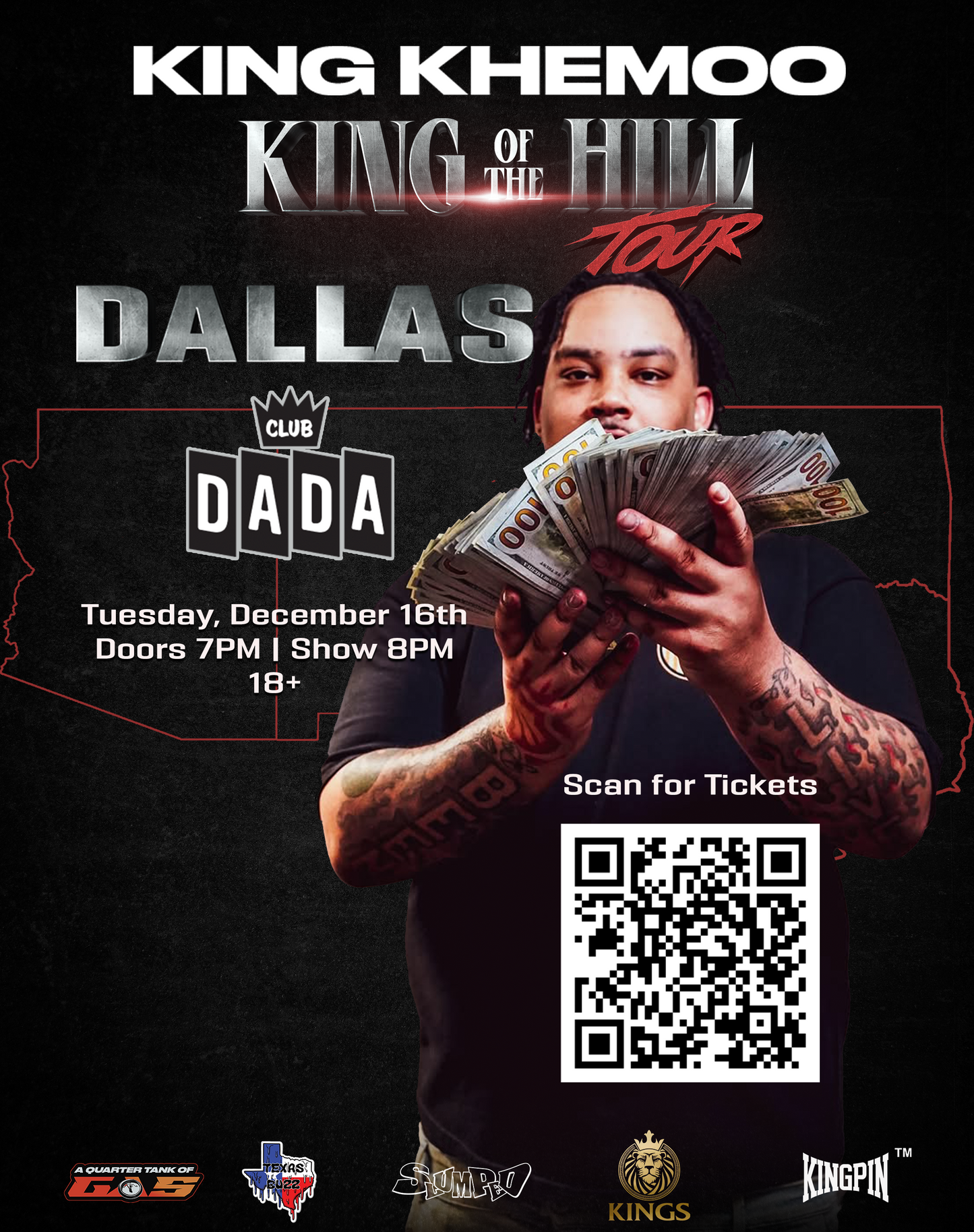 King Khemoo King of The Hill Autographed Tour Poster (DALLAS)